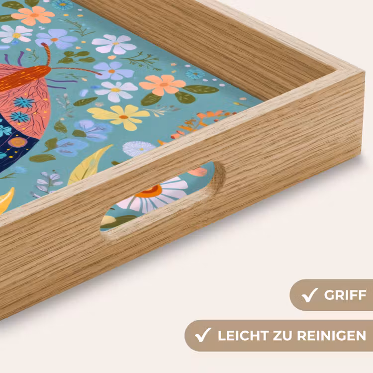 Vlinder - Sierlijk - Bloemen - Bladeren Dienblad Rechthoek middel -USP_HandgreepDE