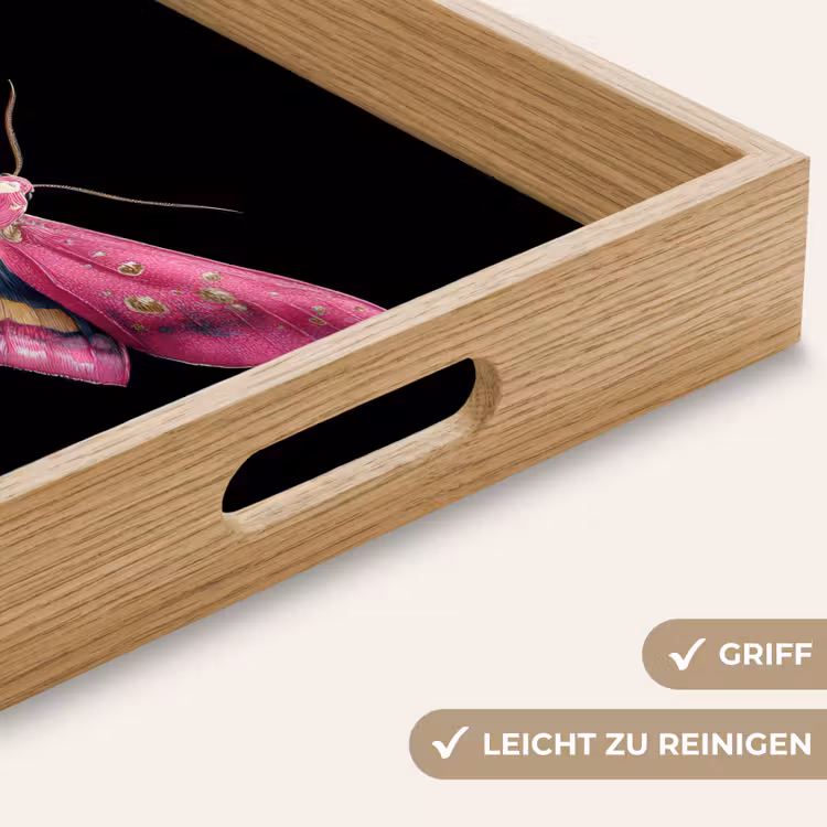 Vlinder - Roze - Nachtvlinder Dienblad Rechthoek middel -USP_HandgreepDE
