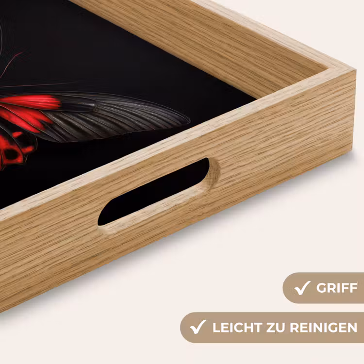 Vlinder - Rood - Contrast Dienblad Rechthoek middel -USP_HandgreepDE