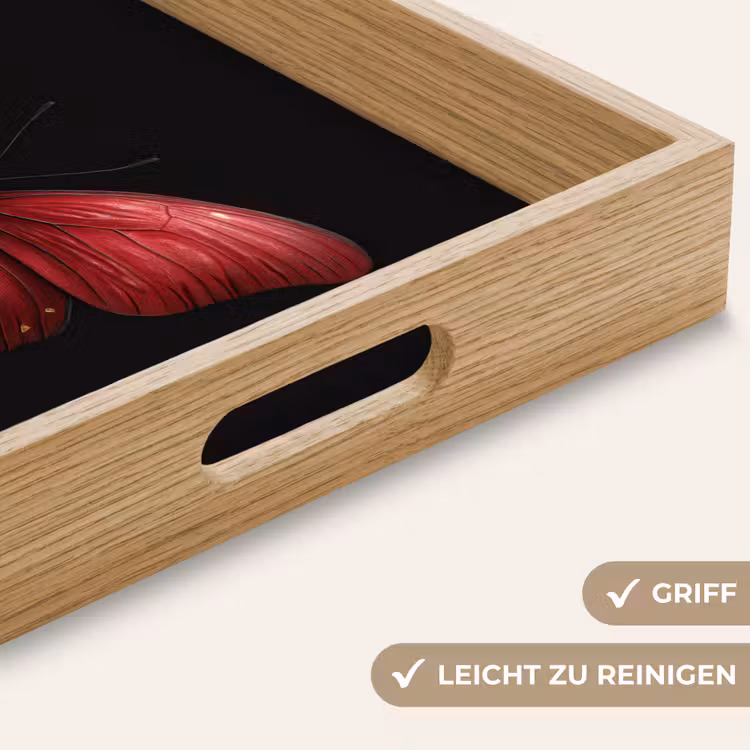 Vlinder - Rood - Minimalistisch Dienblad Rechthoek middel -USP_HandgreepDE