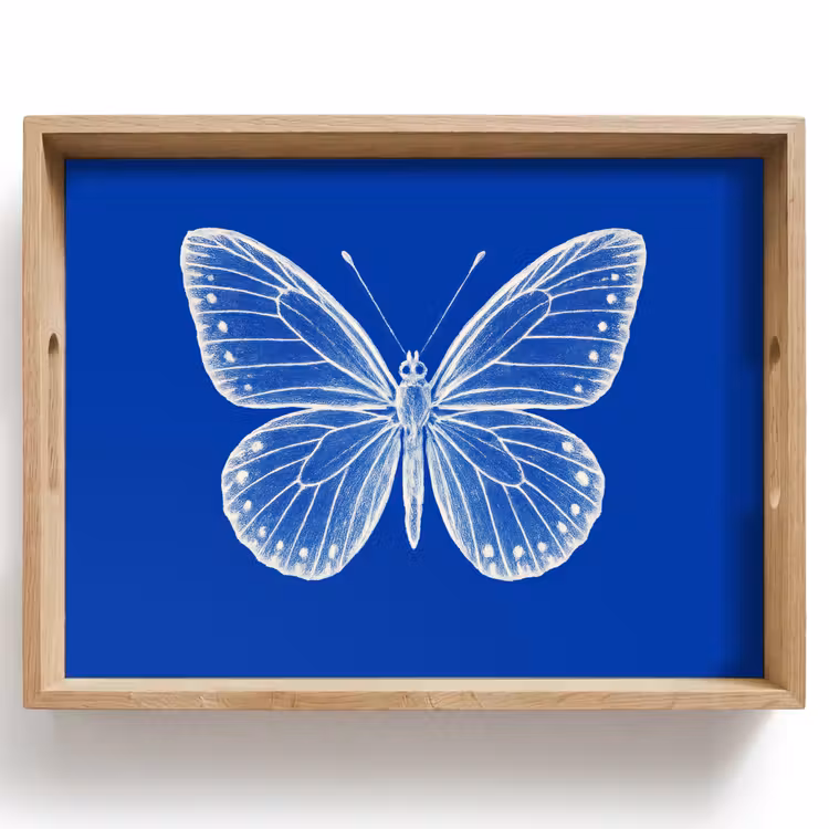 Vlinder - Wit - Getekend - Stippen Dienblad Rechthoek middel -z3d_shopping