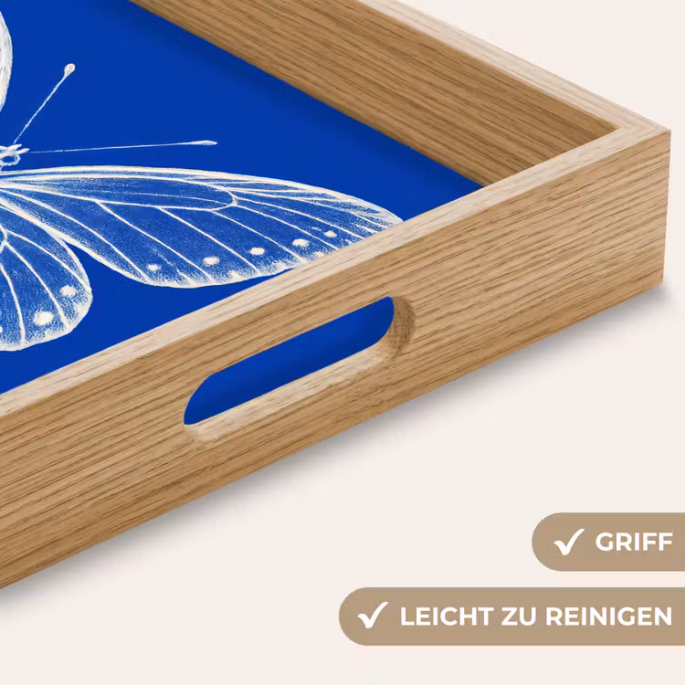 Vlinder - Wit - Getekend - Stippen Dienblad Rechthoek middel -USP_HandgreepDE