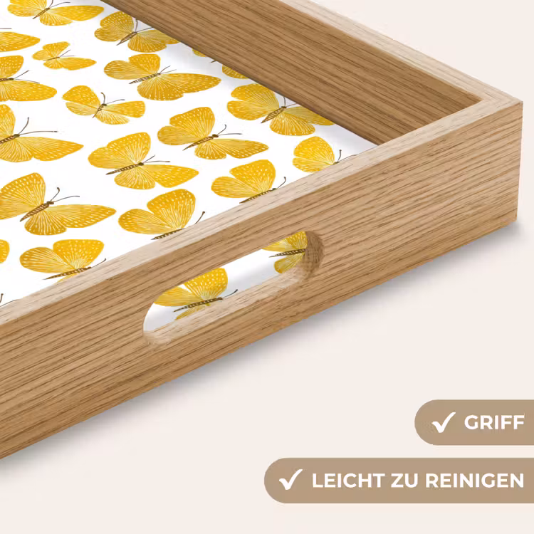 Vlinders - Botanisch - Illustratie - Geel - Wit Dienblad Rechthoek middel 911 -USP_HandgreepDE