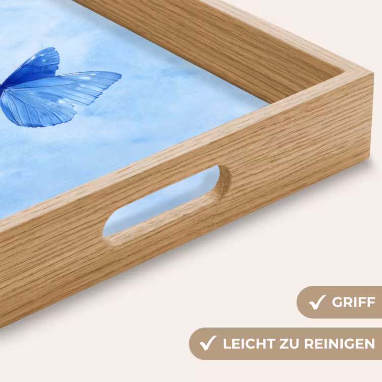Vlinders - Sierlijk - Blauw Dienblad Rechthoek middel -USP_HandgreepDE