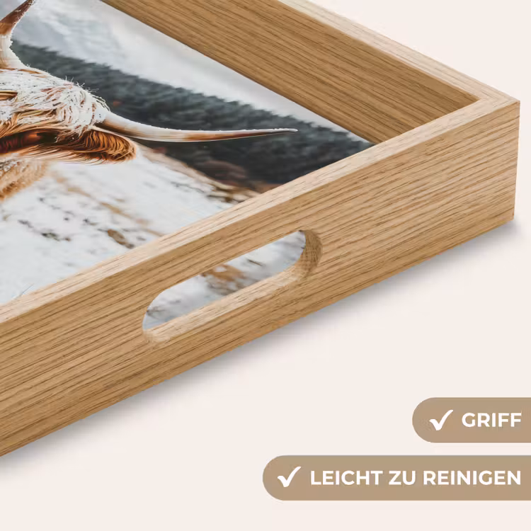 Schotse Hooglander - Landschap - Sneeuw - Bergen - Winter Dienblad Rechthoek middel -USP_HandgreepDE