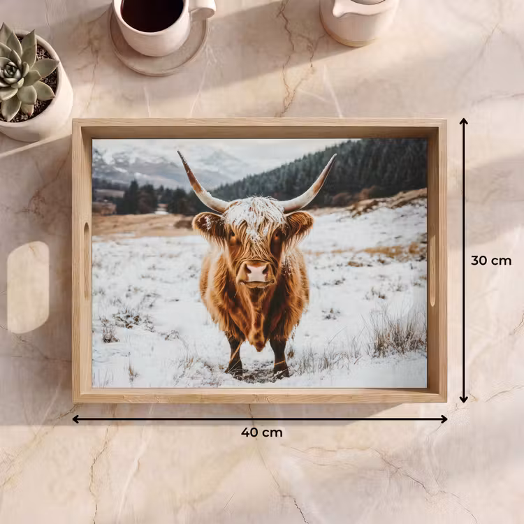 Schotse Hooglander - Landschap - Sneeuw - Bergen - Winter Dienblad Rechthoek middel -USP_Formaat