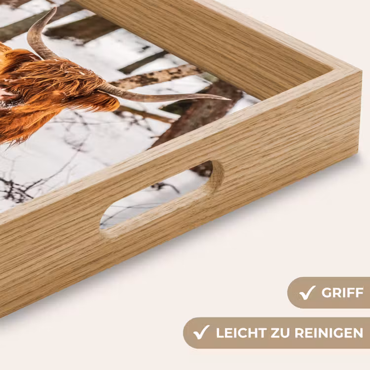 Schotse Hooglander - Sneeuw - Winter - Natuur - Dieren Dienblad Rechthoek middel -USP_HandgreepDE
