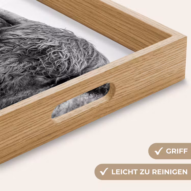 Schotse hooglander - Zwart - Wit - Gras Dienblad Rechthoek middel -USP_HandgreepDE