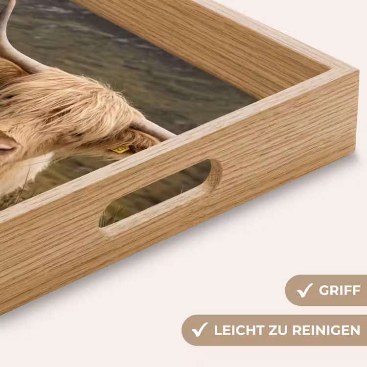Schotse hooglander - Bergen - Grasveld Dienblad Rechthoek middel -USP_HandgreepDE