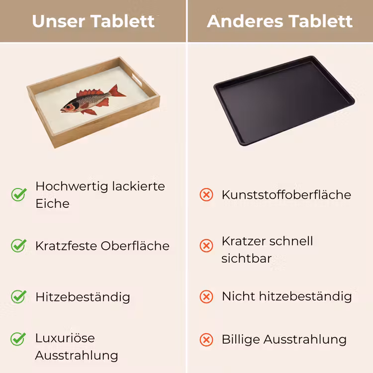 Schubben - Rood - Vis - Vinnen Dienblad Rechthoek middel -USP_VergelijkingDE