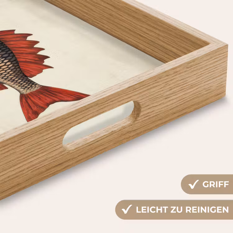 Schubben - Rood - Vis - Vinnen Dienblad Rechthoek middel -USP_HandgreepDE