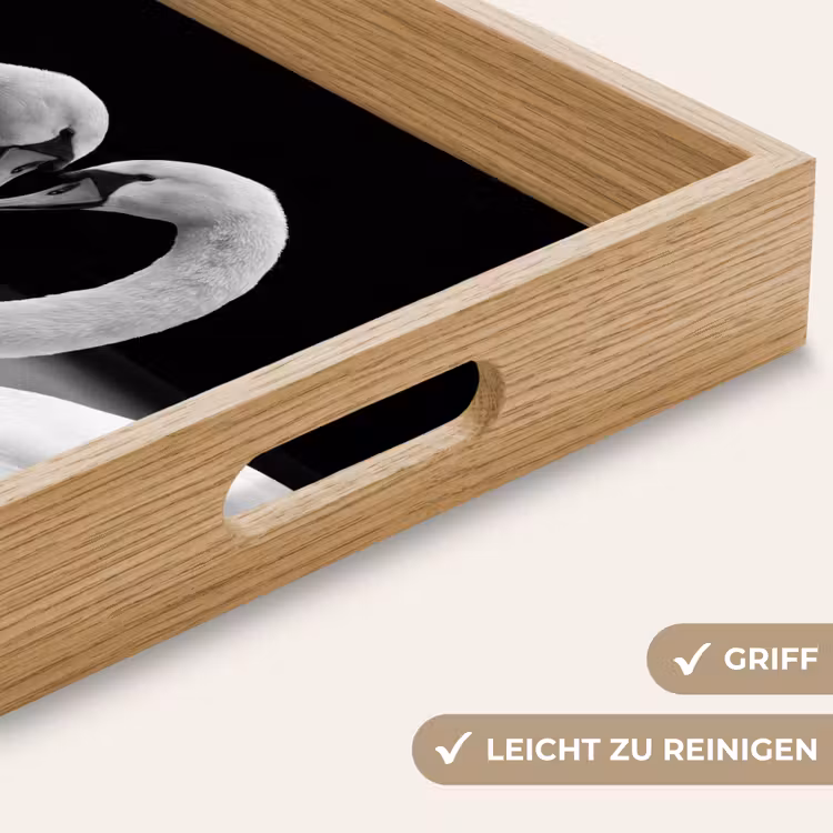 Zwanen - Hart - Zwart - Wit Dienblad Rechthoek middel -USP_HandgreepDE