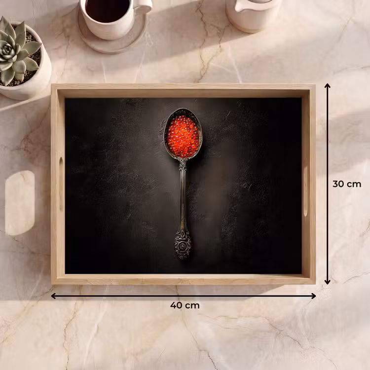 Zwart - Lepel - Caviar Dienblad Rechthoek middel -USP_Formaat