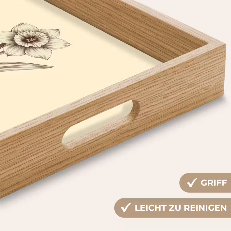 Zwart - Narcis - Illustratie Dienblad Rechthoek middel -USP_HandgreepDE