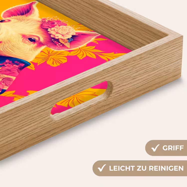 Varken - Bloemkroon - Kimono - Abstract Dienblad Rechthoek middel -USP_HandgreepDE
