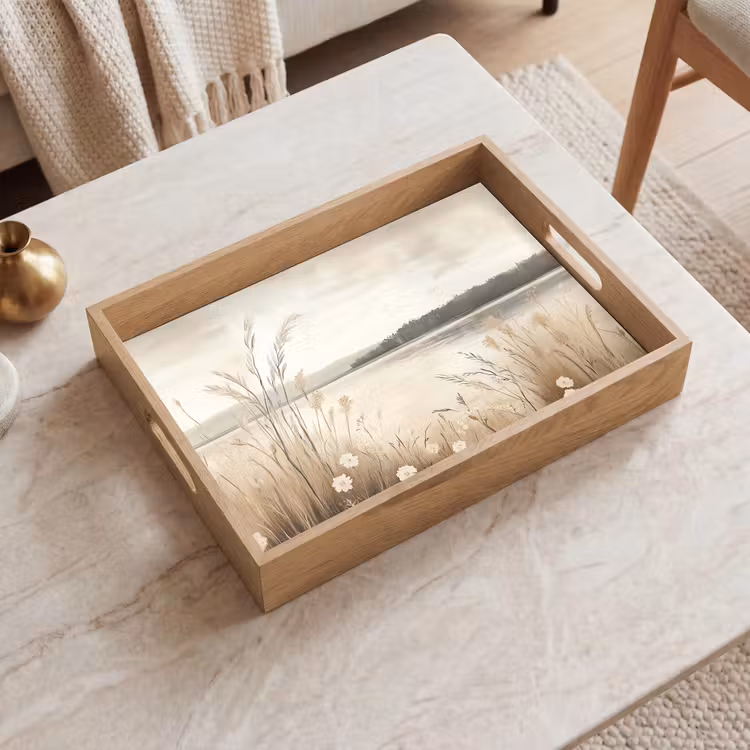 Meer - Water - Natuur - Beige Dienblad Rechthoek middel -sfeer1