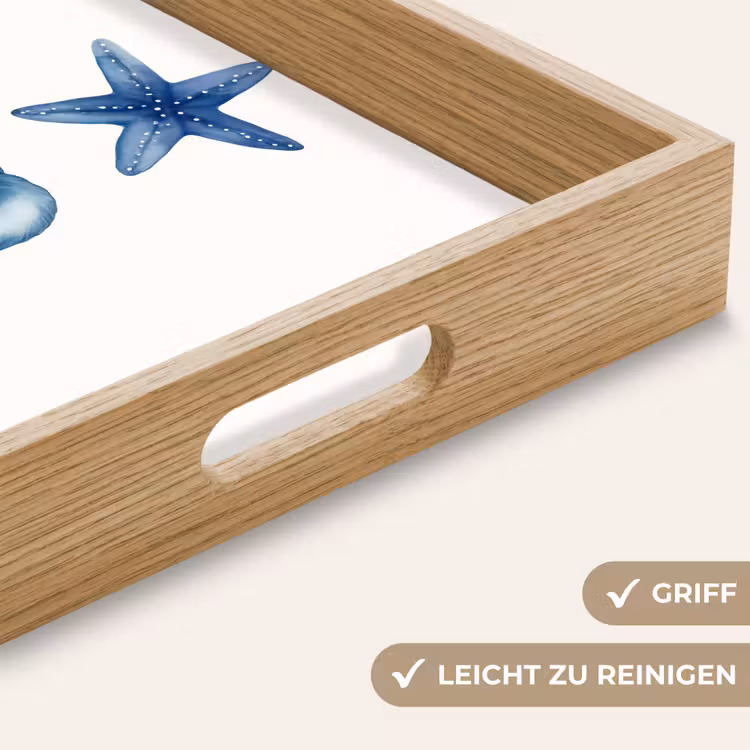 Zeester - Schelpen - Blauw Dienblad Rechthoek middel -USP_HandgreepDE