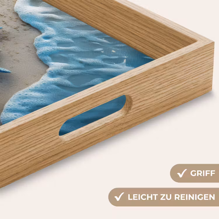 Zeesterren - Zand - Zee - Blauw Dienblad Rechthoek middel -USP_HandgreepDE
