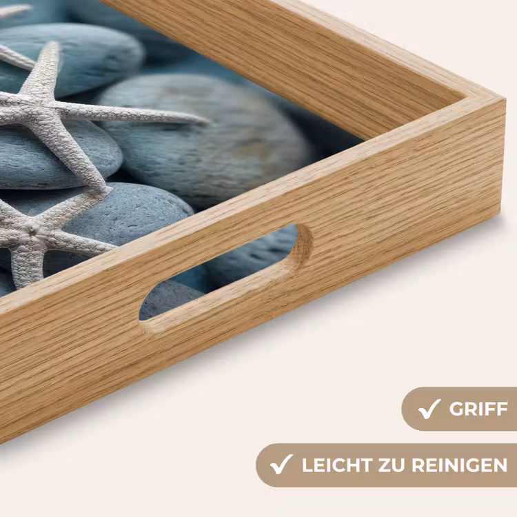 Zeesterren - Stenen - Wit Dienblad Rechthoek middel -USP_HandgreepDE