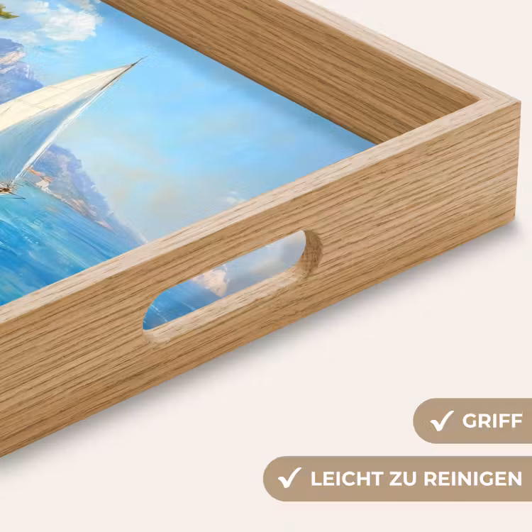 Zeilboot - Rotsen - Kust - Huizen Dienblad Rechthoek middel -USP_HandgreepDE