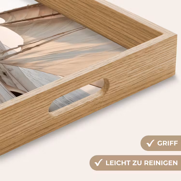 Zeilboot - Zee - Beige - Zon Dienblad Rechthoek middel -USP_HandgreepDE
