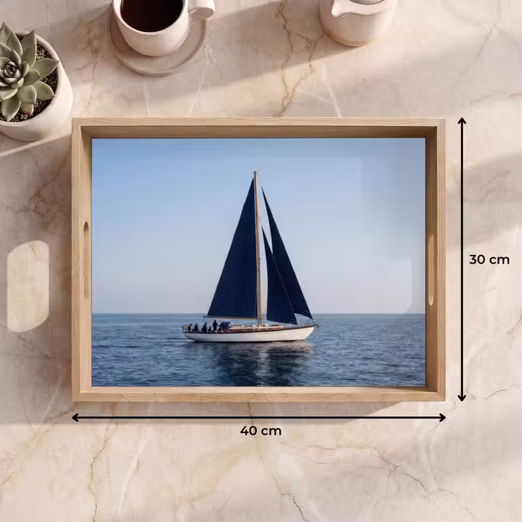 Zeilboot - Zee - Blauw Dienblad Rechthoek middel -USP_Formaat