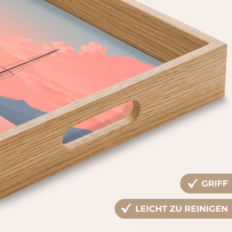 Zeilboot - Roze zee - Zonsondergang - Bergen Dienblad Rechthoek middel -USP_HandgreepDE