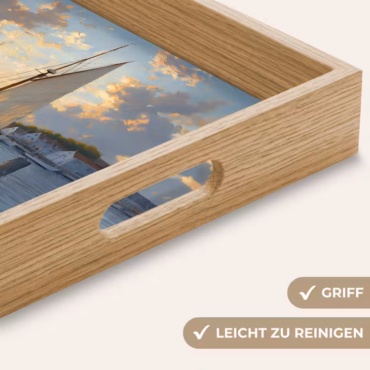 Zeilboot - Zon - Pier - Hout Dienblad Rechthoek middel -USP_HandgreepDE