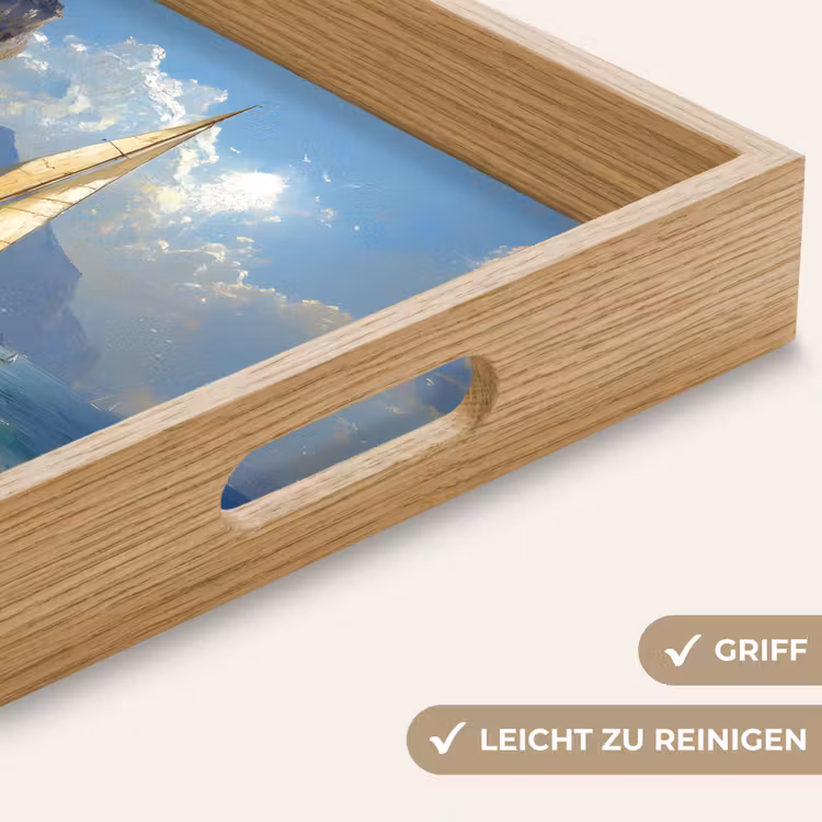 Zeilschip - Zee - Rotsen - Wolken Dienblad Rechthoek middel -USP_HandgreepDE
