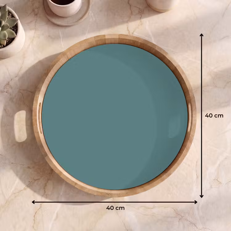 Serene - Teal - Blauw Dienblad Rond middel 914 -USP_Formaat