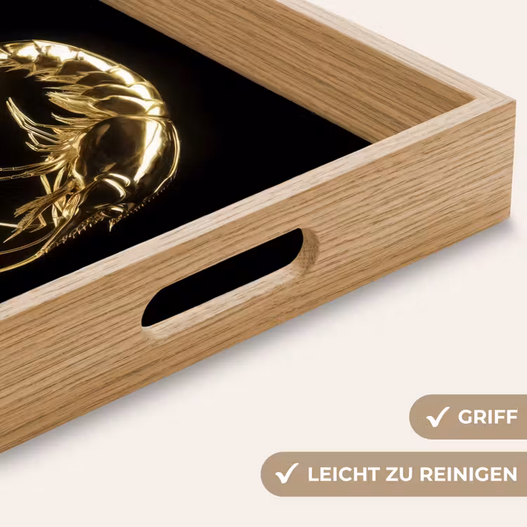 Garnalen - Zwart - Goud - Dieren Dienblad Rechthoek middel -USP_HandgreepDE