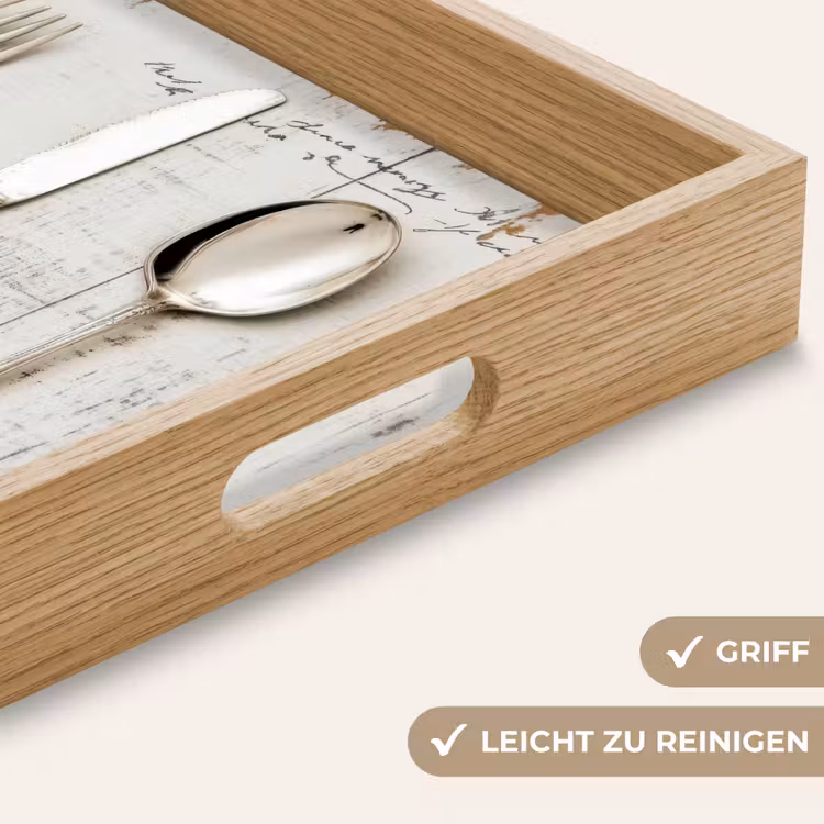 Zilver - Bestek - Hout Dienblad Rechthoek middel -USP_HandgreepDE