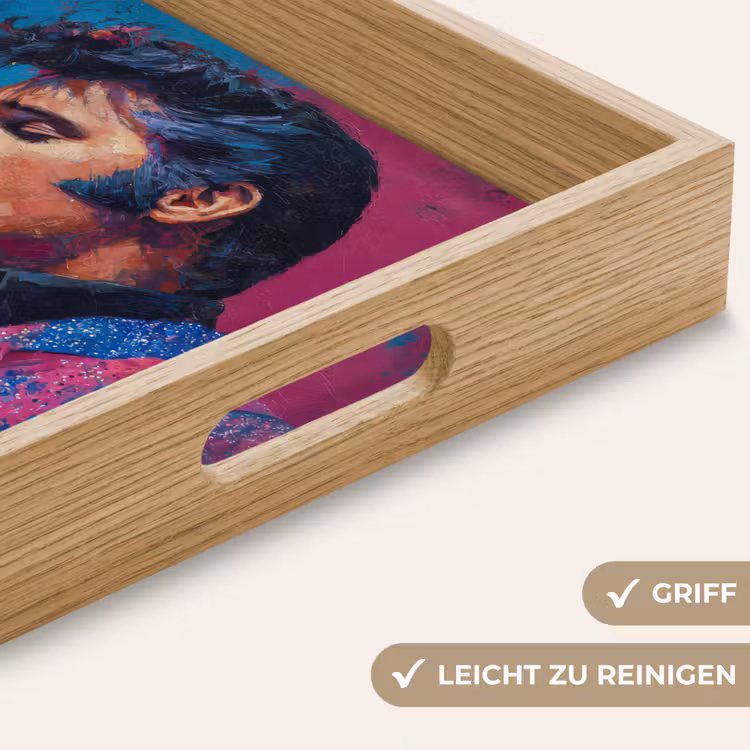 Zingende man - Glitterjas - Microfoon Dienblad Rechthoek middel -USP_HandgreepDE
