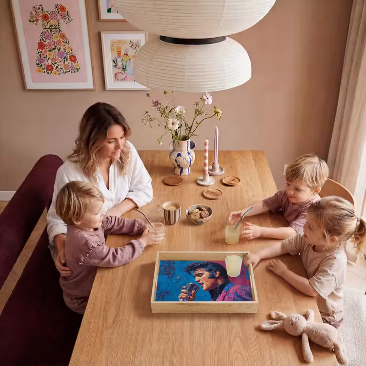 Zingende man - Glitterjas - Microfoon Dienblad Rechthoek middel -sfeer4
