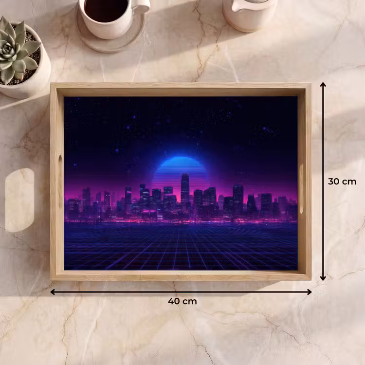 Skyline - Zon - Neon - Rasterpatroon Dienblad Rechthoek middel -USP_Formaat