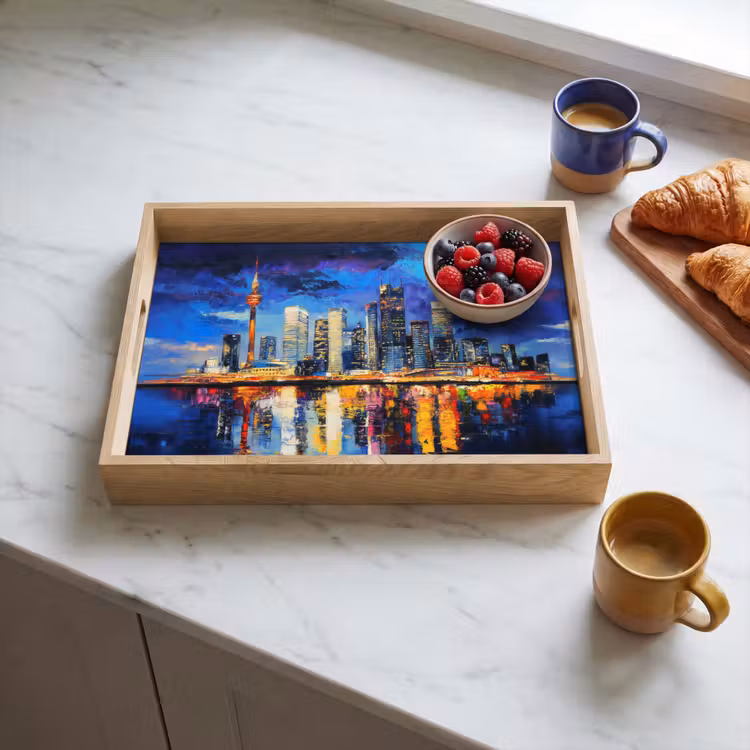 Skyline Toronto - Modern - Stadslicht - Blauw Dienblad Rechthoek middel -sfeer2