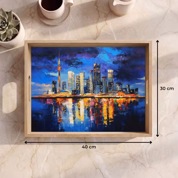 Skyline Toronto - Modern - Stadslicht - Blauw Dienblad Rechthoek middel -USP_Formaat