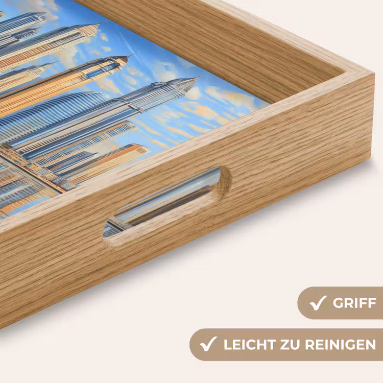 Skyline - Wolkenkrabbers - Water - Blauw Dienblad Rechthoek middel -USP_HandgreepDE