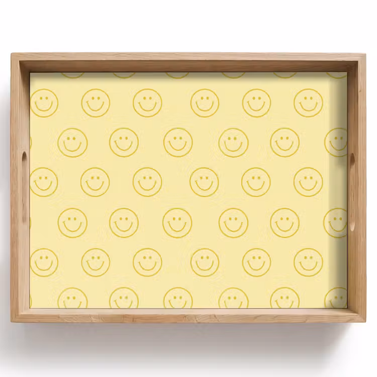 Smileys - Patroon - Retro - Zachtgeel Dienblad Rechthoek middel 911 -z3d_shopping