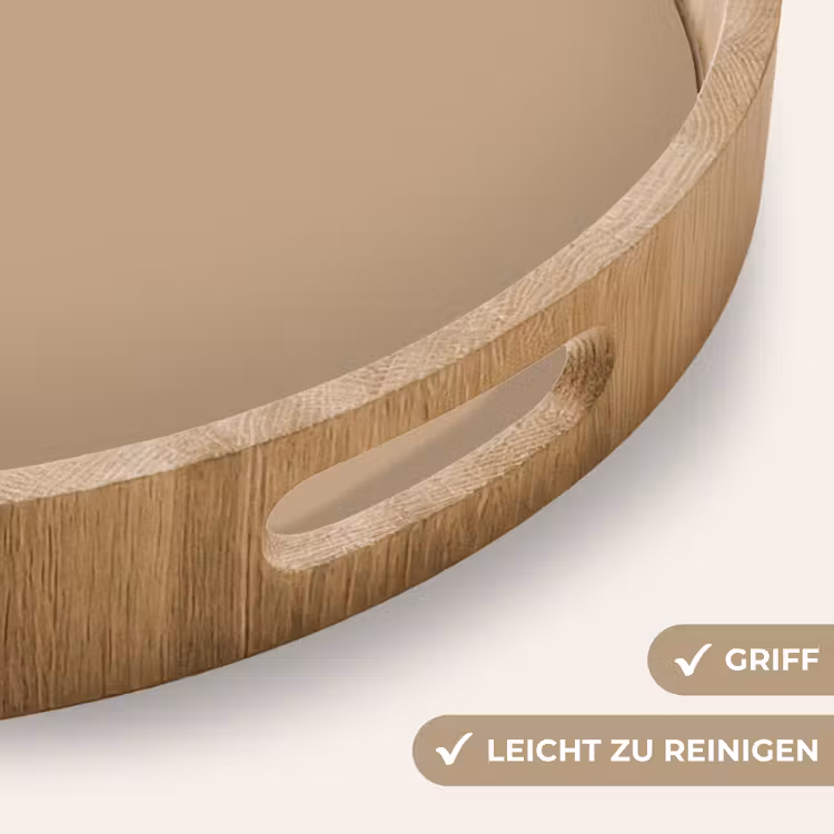 Soft - Taupe - Bruin Dienblad Rond middel 914 -USP_HandgreepDE