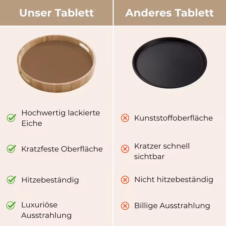 Soft - Walnut - Bruin Dienblad Rond middel 914 -USP_VergelijkingDE