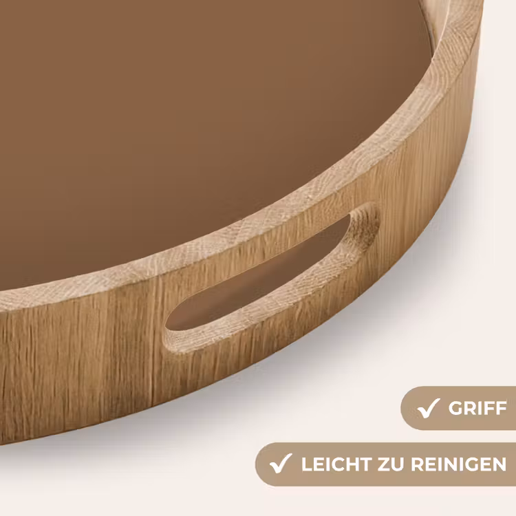 Soft - Walnut - Bruin Dienblad Rond middel 914 -USP_HandgreepDE