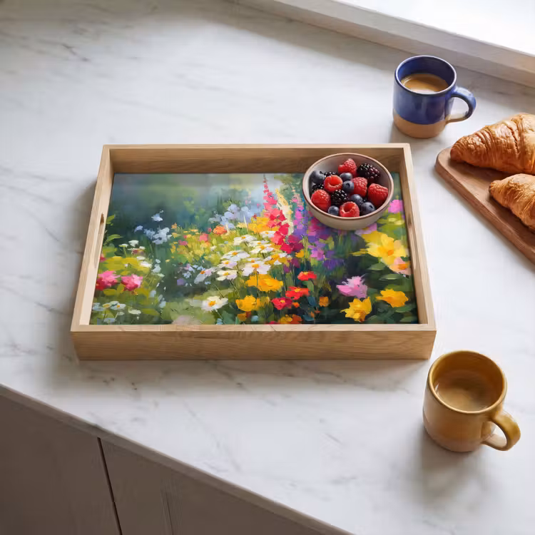 Zomertuin - Sfeervol - Bloemen Dienblad Rechthoek middel -sfeer2