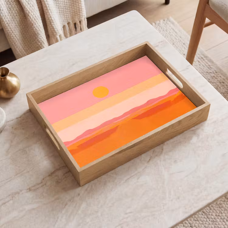 Zon - Abstract - Landschap - Oranje Dienblad Rechthoek middel -sfeer1
