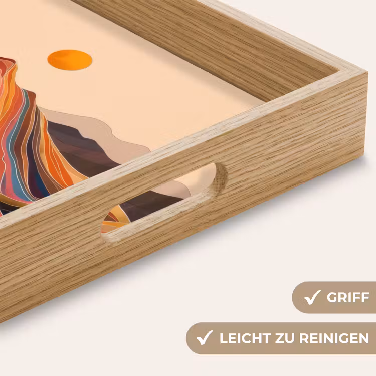 Zon - Kleurrijk landschap - Bergen Dienblad Rechthoek middel -USP_HandgreepDE