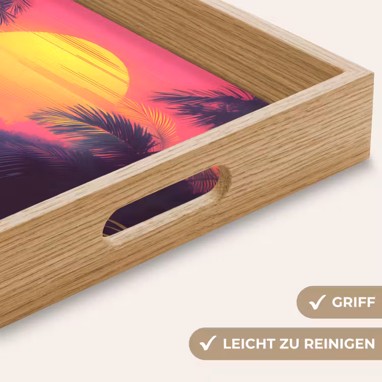 Zon - Geel - Palmbomen - Tropisch Dienblad Rechthoek middel -USP_HandgreepDE