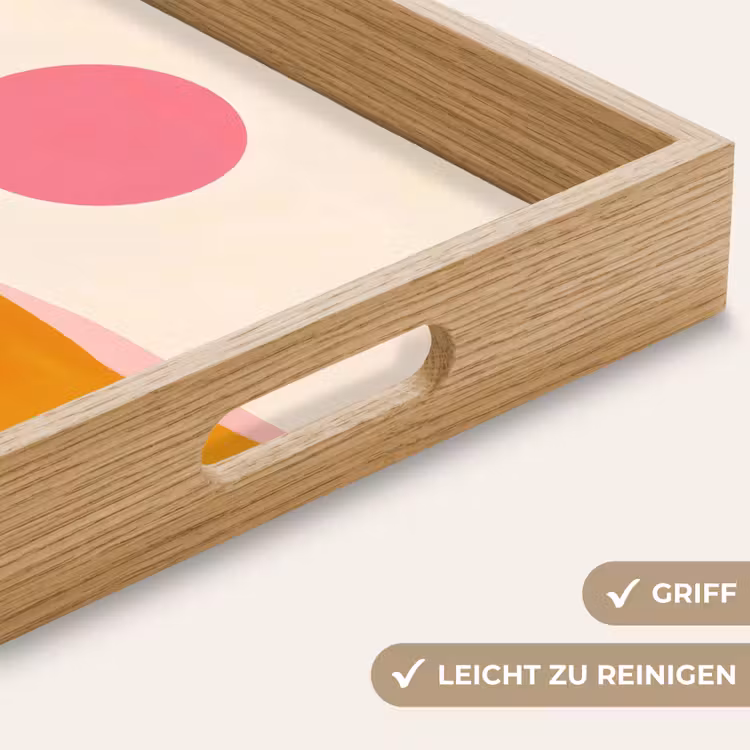 Zon - Heuvels - Abstract - Roze Dienblad Rechthoek middel -USP_HandgreepDE