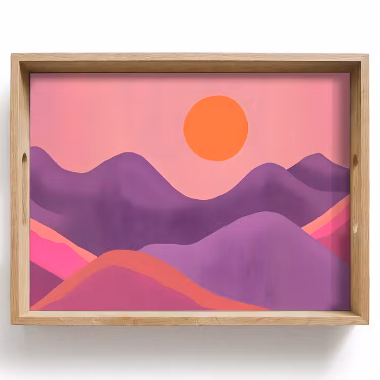 Zon - Heuvels - Paars - Abstract Dienblad Rechthoek middel -z3d_shopping
