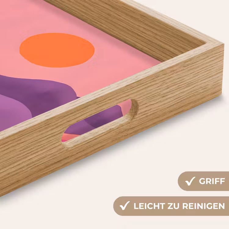 Zon - Heuvels - Paars - Abstract Dienblad Rechthoek middel -USP_HandgreepDE