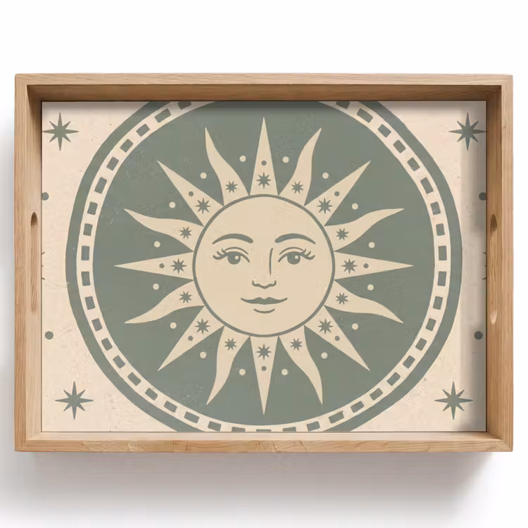 Zon - Sterren - Astrologie - Vintage - Groen Dienblad Rechthoek middel -z3d_shopping